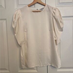 Express Cream Blouse with Puff Sleeves